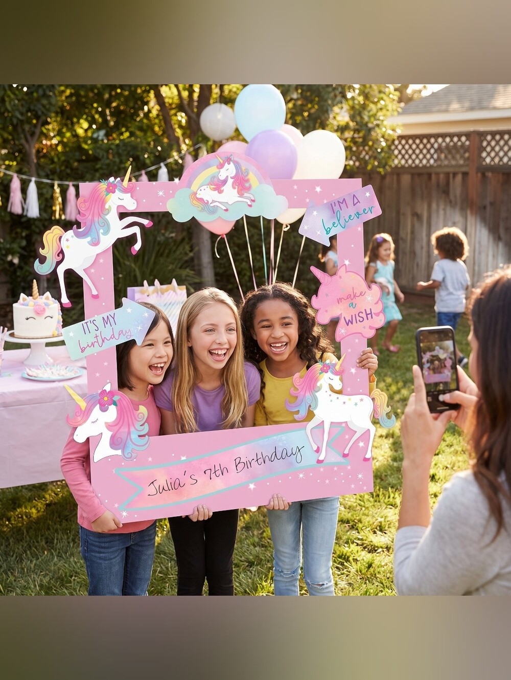 Enchanted Unicorn Birthday Photo Frame Kit, 35-Inch